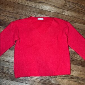 Mango Bright Red V-Neck Sweater